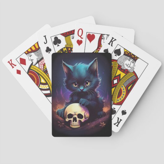 Kätzchen-Horror-Schädel Spielkarten (Rückseite)
