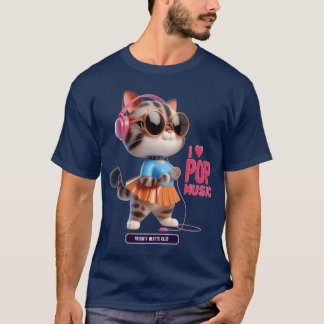 Kätzchen hört lustige Popmusik T-Shirt