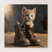 Kätzchen im alten Boot Puzzle (Vertikal)