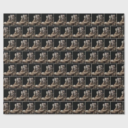 Kätzchen im alten Sneaker Geschenkpapier (Flach)