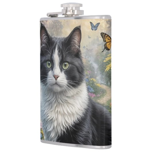 Kätzchen im Blumengarten Flachmann (Links)