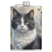 Kätzchen im Blumengarten Flachmann (Vorderseite)