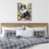 Kätzchen im Blumengarten Leinwanddruck (Insitu (Schlafzimmer))