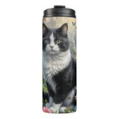 Kätzchen im Blumengarten Thermosbecher (Vorderseite)