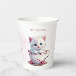 Kätzchen im Cup Pink Blume Papiertüten Pappbecher