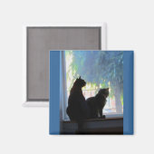 Kätzchen im Fensterrahmen Magnet (Vorderseite/Rückseite)