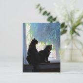 Kätzchen im Fensterrahmen Postkarte (Stehend Vorderseite)