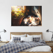 Kätzchen im Garten Ölgemälde mit Schilf Leinwanddruck (Insitu (Schlafzimmer))