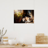 Kätzchen im Gartenschuppen nappen Poster (Küche)