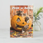 Kätzchen im Jack-o-Lantern Einladung (Stehend Vorderseite)