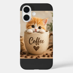Kätzchen im Kaffeetassen-Anhänger iPhone 16 Hülle