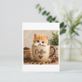 Kätzchen im Kaffeetassen-Anhänger Postkarte (Stehend Vorderseite)