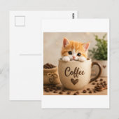 Kätzchen im Kaffeetassen-Anhänger Postkarte (Vorne/Hinten)