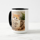 Kätzchen im Kaffeetassen-Anhänger Tasse (Vorderseite Links)
