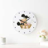 Kätzchen im Korb Große Wanduhr (Zuhause)