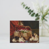 Kätzchen im Nähkorb | Jules Leroy Postkarte (Stehend Vorderseite)