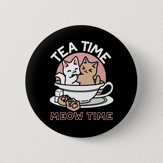 Kätzchen im Pokal knuddeln - Adorable Tea Time Button (Vorderseite)