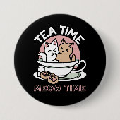 Kätzchen im Pokal knuddeln - Adorable Tea Time Button (Vorderseite)
