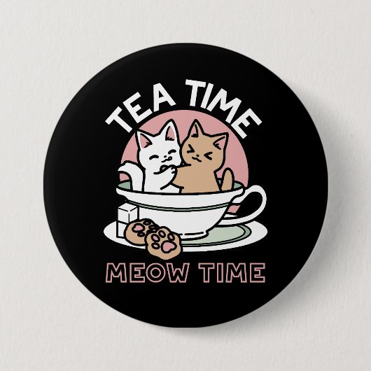 Kätzchen im Pokal knuddeln - Adorable Tea Time Button (Vorderseite)