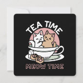 Kätzchen im Pokal knuddeln - Adorable Tea Time Einladung (Vorderseite)