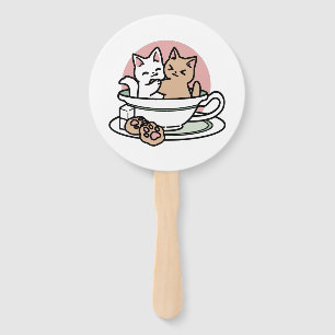 Kätzchen im Pokal knuddeln - Adorable Tea Time Fächer