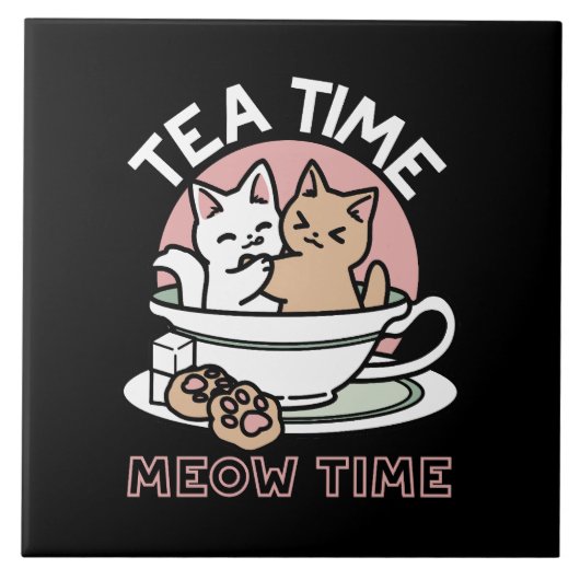 Kätzchen im Pokal knuddeln - Adorable Tea Time Fliese (Vorderseite)