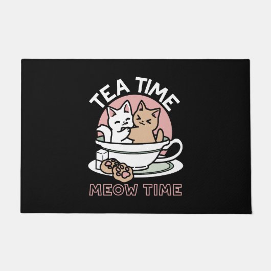 Kätzchen im Pokal knuddeln - Adorable Tea Time Fußmatte (Vorderseite)