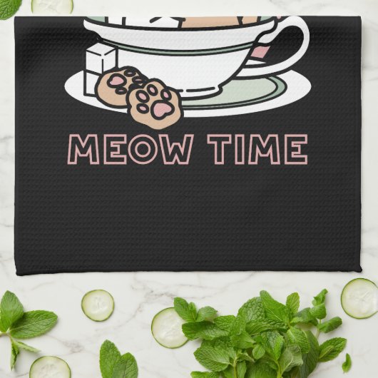 Kätzchen im Pokal knuddeln - Adorable Tea Time Geschirrtuch (Gefaltet)