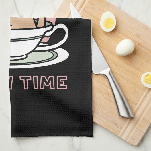 Kätzchen im Pokal knuddeln - Adorable Tea Time Geschirrtuch (Viertel Falte)