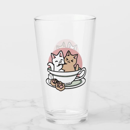 Kätzchen im Pokal knuddeln - Adorable Tea Time Glas (Rückseite)