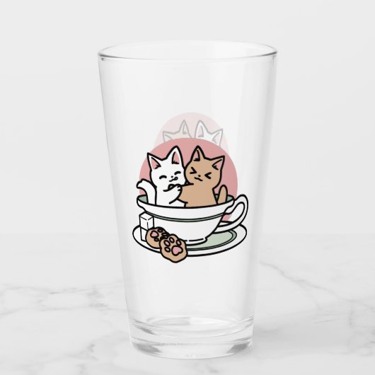 Kätzchen im Pokal knuddeln - Adorable Tea Time Glas (Vorderseite)