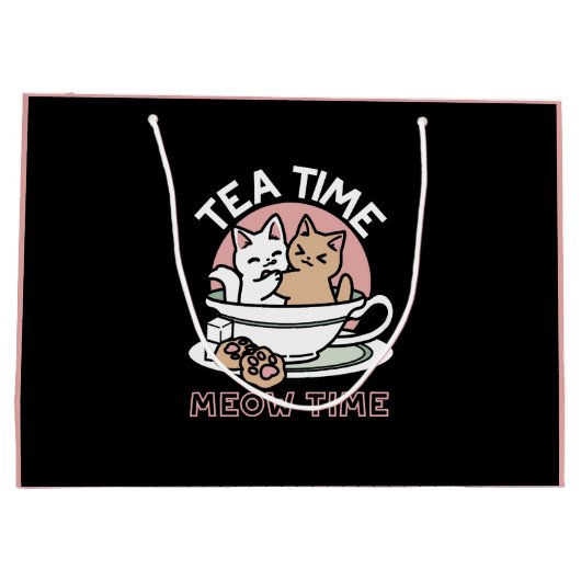 Kätzchen im Pokal knuddeln - Adorable Tea Time Große Geschenktüte (Rückseite)