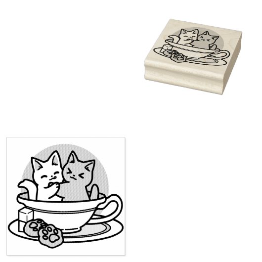 Kätzchen im Pokal knuddeln - Adorable Tea Time Gummistempel (Stempel)