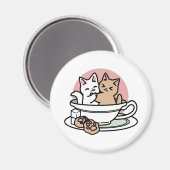 Kätzchen im Pokal knuddeln - Adorable Tea Time Magnet (Vorderseite/Rückseite)