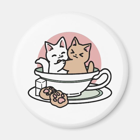 Kätzchen im Pokal knuddeln - Adorable Tea Time Magnet (Vorne)