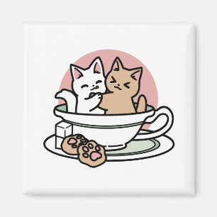 Kätzchen im Pokal knuddeln - Adorable Tea Time Magnet