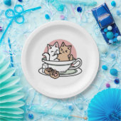 Kätzchen im Pokal knuddeln - Adorable Tea Time Pappteller (Party)