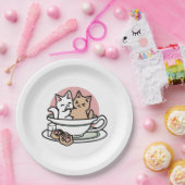 Kätzchen im Pokal knuddeln - Adorable Tea Time Pappteller (Party)