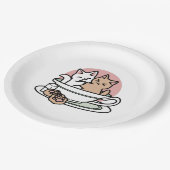 Kätzchen im Pokal knuddeln - Adorable Tea Time Pappteller (Schrägansicht)