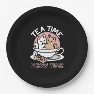 Kätzchen im Pokal knuddeln - Adorable Tea Time Pappteller