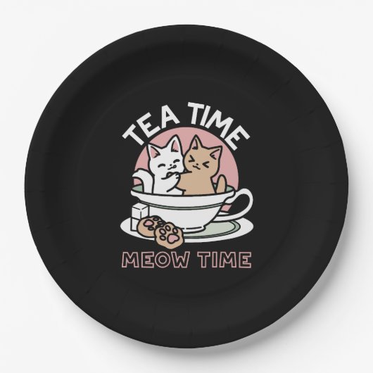 Kätzchen im Pokal knuddeln - Adorable Tea Time Pappteller (Vorderseite)