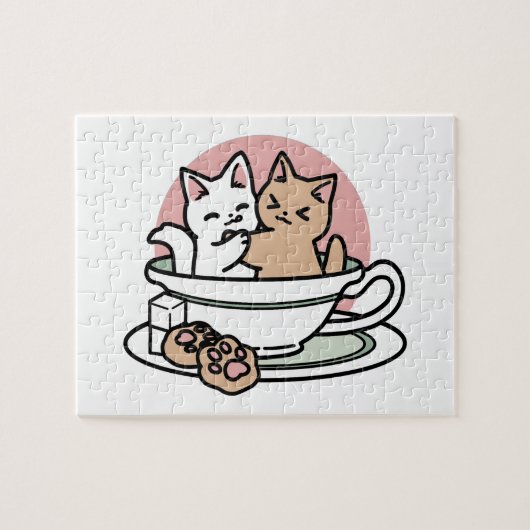 Kätzchen im Pokal knuddeln - Adorable Tea Time Puzzle (Horizontal)