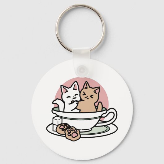 Kätzchen im Pokal knuddeln - Adorable Tea Time Schlüsselanhänger (Rückseite)