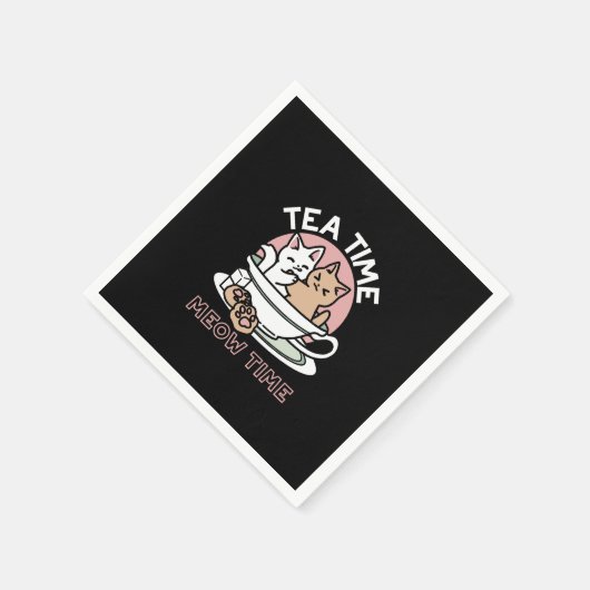 Kätzchen im Pokal knuddeln - Adorable Tea Time Serviette (Ecke)