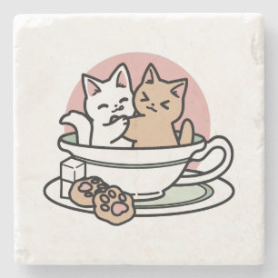 Kätzchen im Pokal knuddeln - Adorable Tea Time Steinuntersetzer