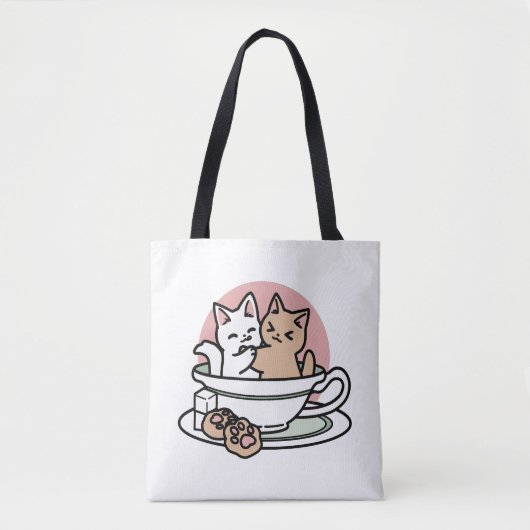 Kätzchen im Pokal knuddeln - Adorable Tea Time Tasche (Vorderseite)