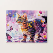 Kätzchen im Schmetterlingswaldabenteuer Puzzle (Horizontal)