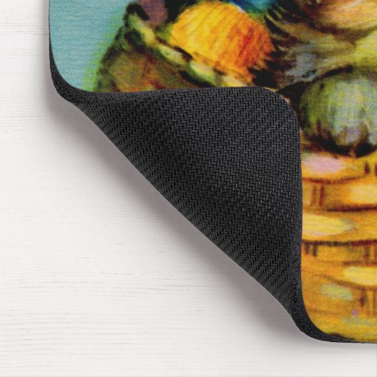 Kätzchen im Strickkorb Mousepad (Ecke)