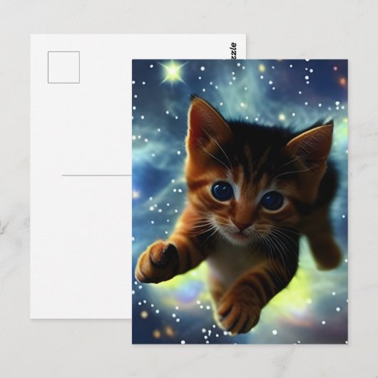 Kätzchen im Weltraum Postkarte (Vorne/Hinten)