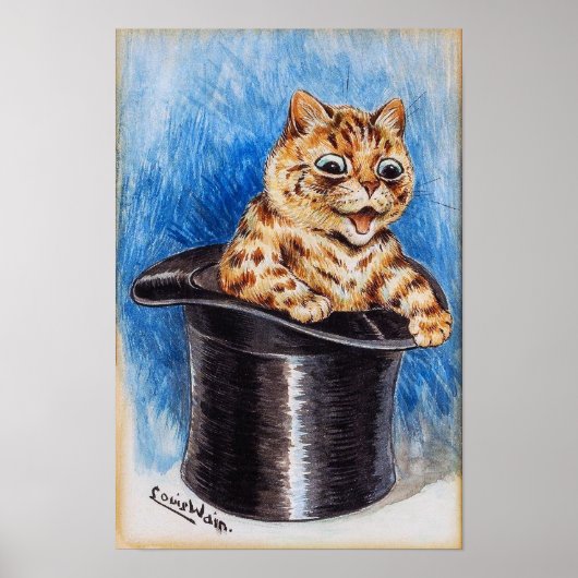 Kätzchen im Zylinder, Louis Wain Poster (Vorne)